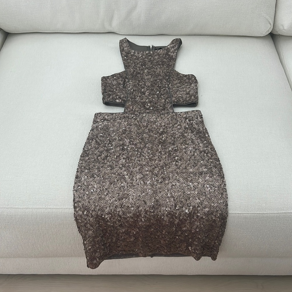 Gold sequined mini dress